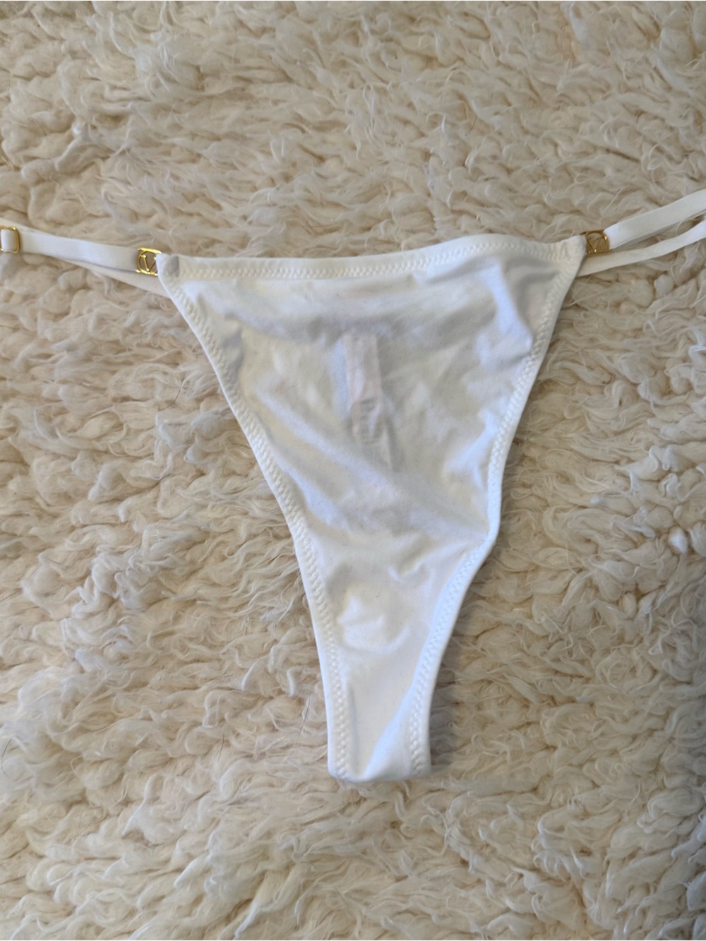 Victoria's Secret V-String Panty White Satin Adjustable Strap Size Large